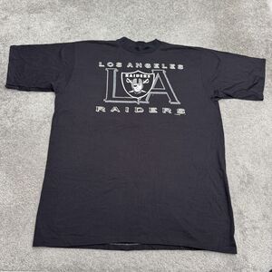 Vintage 90s Jostens Los Angeles Raiders T-Shirt One Size Fits All Black NFL USA